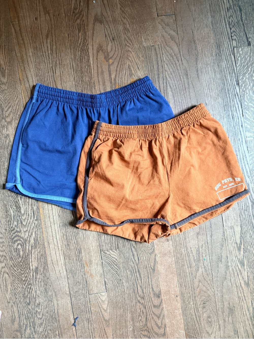 NWOT BDG Orange Drawstring Athletic Shorts with Blue Waistband